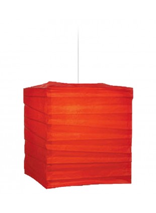 Τετράγωνο Χάρτινο Φωτιστικό 25 x 25 x 30 cm - Κόκκινο