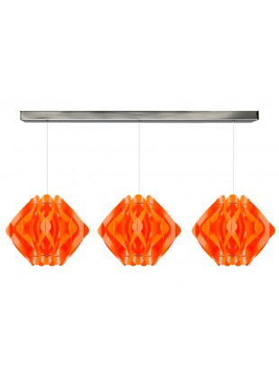 Πορτοκαλί Τρίφωτο Κρεμαστό Φωτιστικό Οροφής Ravena M1 Οριζόντια Ράγα
